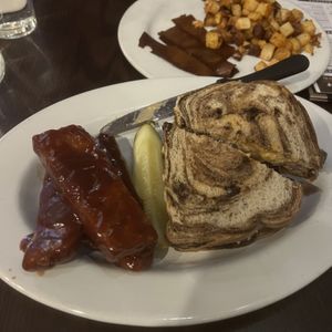 patty melt w bbq seitan wings #Veganuary at The Chicago Diner - Logan Square in Chicago