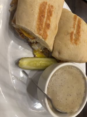 cuban sandwich + mashed potatoes! at The Chicago Diner - Logan Square in Chicago