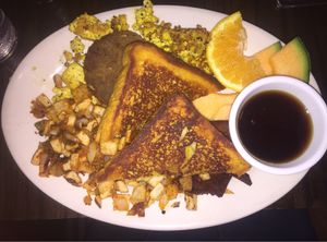 Breakfast Combo plate with tofu (not eggs) and French toast of coarse. at The Chicago Diner - Logan Square in Chicago