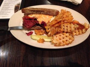 Radical Reuben with waffle fries at The Chicago Diner - Logan Square in Chicago