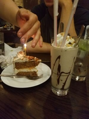 Cake and milkshake at The Chicago Diner - Logan Square in Chicago