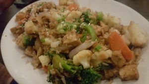 Thai basil stir fry at The Chicago Diner - Logan Square in Chicago