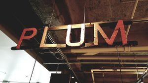 Love the natural vibe! Even the sign was rustic. at Plum Pantry in Seattle