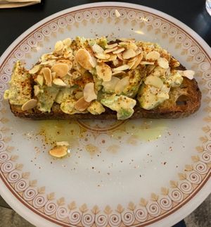 Their avocado tahini toast at Dale Café  in Madrid