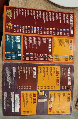 Menu at Honest Indian Restaurant in Wilmington