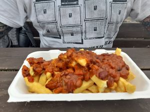 Chili beans on chips at Sblash Fish Bar in Aberdaron