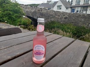 Vegan-friedndly Fentiman's rose lemonade at Sblash Fish Bar in Aberdaron