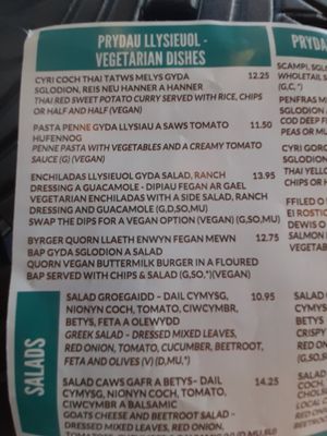 Vegan options at Gwesty Tŷ Newydd in Aberaeron