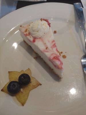 Vegan Raspberry Cheesecake at Busboys and Poets in Hyattsville