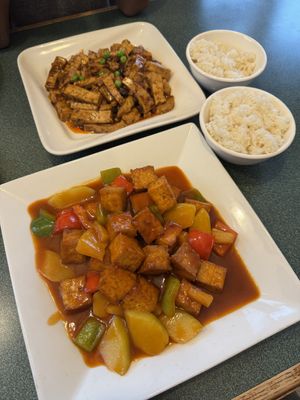 Large sweet and sour tofu with chayote added  at Splendid Essence in Charlottetown