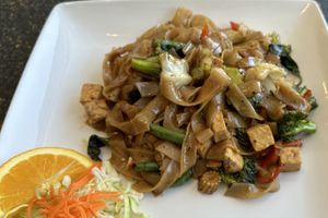 Pad khee mao (drunken noodles) veganized  at Chang Thai Durango in Durango