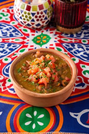 Ful - fava beans spiced with garlic, lemon, and diced tomatoes  at Freekeh in San Francisco