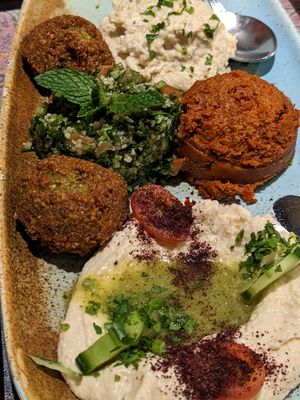 Delicious vegan sampler plate! at Freekeh in San Francisco
