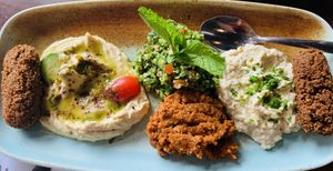 Vegan appetizer platter  at Freekeh in San Francisco