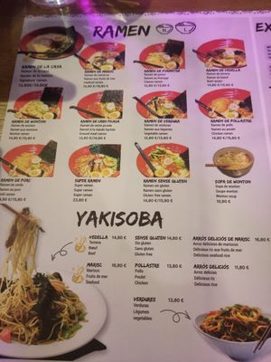 Menu with Ramen at Ramen Andorra in Andorra La Vella