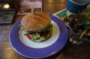 Toscana Burger w/Small Salad at Savory in Frankfurt