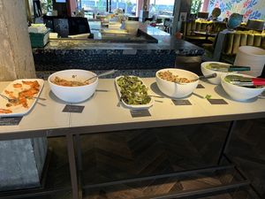 Part of Salad bar  at 123V Bakery in London