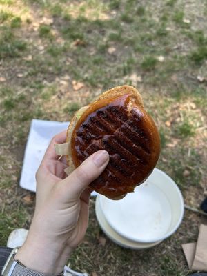 chicken mayo bun  at 123V Bakery in London