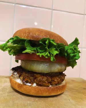 vegan burger        at Big Apple  in Hiroshima
