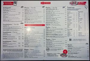 Menu page at L'Osteria at L'Osteria in Prague