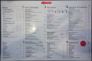 Menu page at L'Osteria at L'Osteria in Prague