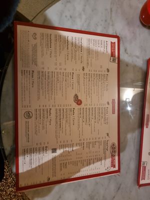 Menu at L'Osteria in Prague