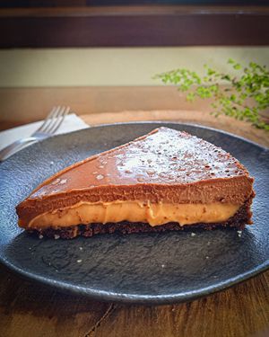 Vegan caramel dessert at Ganga Bistro in Rio De Janeiro
