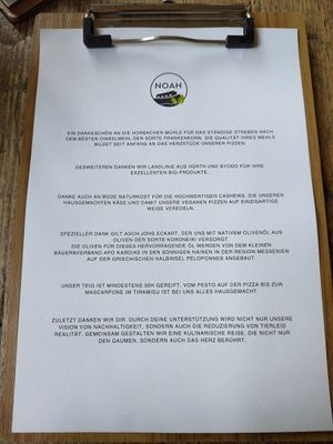 Speisekarte Zusatz at NOAH in Mainz