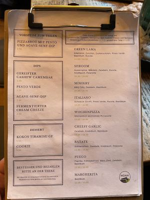 Menu  at NOAH in Mainz