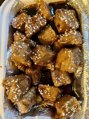 Meatless sesame chicken   at Crazy Pepper in San Francisco