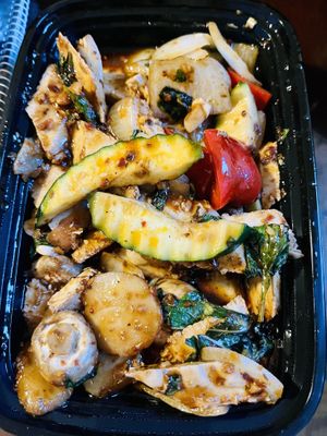 Meatless basil 🌿 chicken  at Crazy Pepper in San Francisco