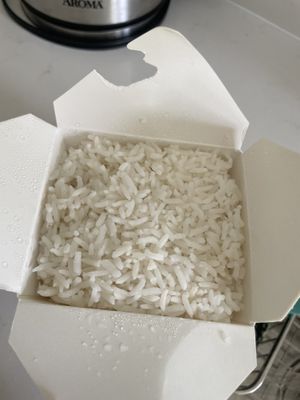 Single serve rice - enough for 2!  at Crazy Pepper in San Francisco