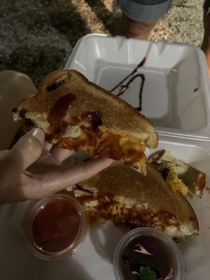 The disco vegan (sorry it’s dark 😳)  at Grilled Cheese Gallery in Provincetown