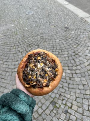 Mushroom pizza - tasted great   at Dvorník - pre-order only in Prague