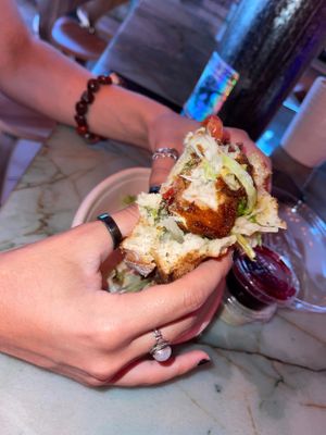 Maitake Sammich on toast  at Hi Flora! in Minneapolis