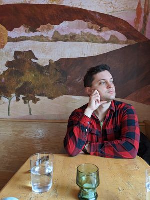 My non-vegan husband lol at Hi Flora! in Minneapolis