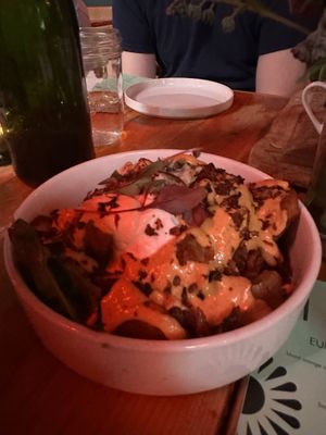 Smashed potato skins   at Hi Flora! in Minneapolis