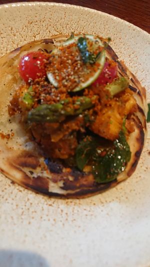 Jackfruit and asparagus pepper fry at Trishna in London