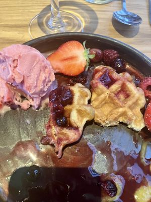 Vegan waffles   at The Mulberry Restaurant in Hunstanton