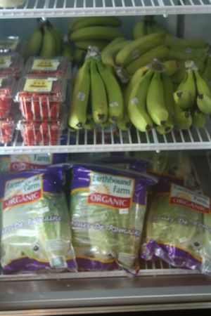 Fresh produce for sale in the refrigerators. at Superfoods Cafe & Market in Mt Airy