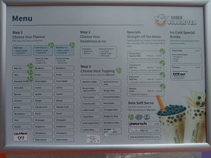 Menu, lots of Vegan options! at Shaka Bubble Tea in Llandudno