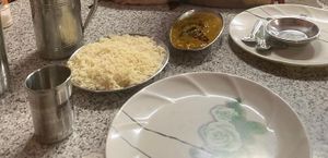 Dal tadka and rice at Manhar in Mathura