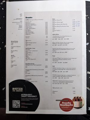 Menu - drinks at The Source in Berlin