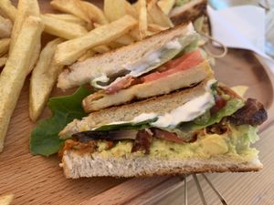 Club sandwich close up   at T Veg  in Rhodes