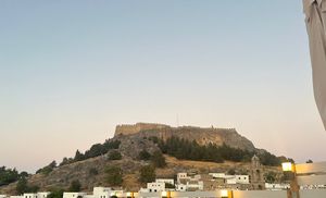 View of the acropoliss  at T Veg  in Rhodes