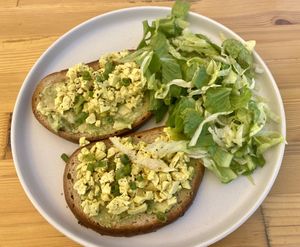 Scrambled tofu and avocado on GF toast   at T Veg  in Rhodes