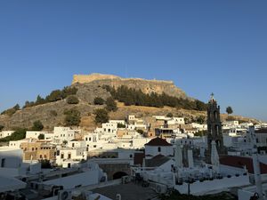 View of the acropolis from the rooftop   at T Veg  in Rhodes