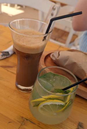 Lemonade with mint and freddo cappuccino at T Veg  in Rhodes