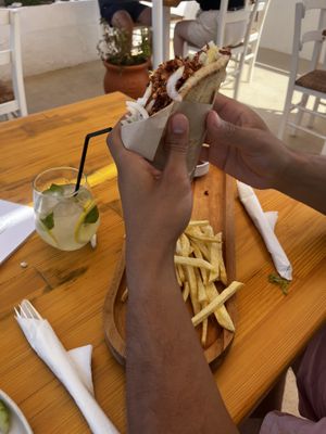 My husband got the gyros which was also really good!!   at T Veg  in Rhodes