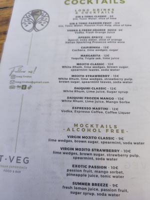 Cocktail Menu July 2025 at T Veg  in Rhodes